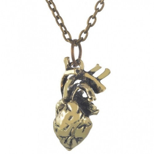 Anatomy Heart Antique Silver and Bronze Pendant